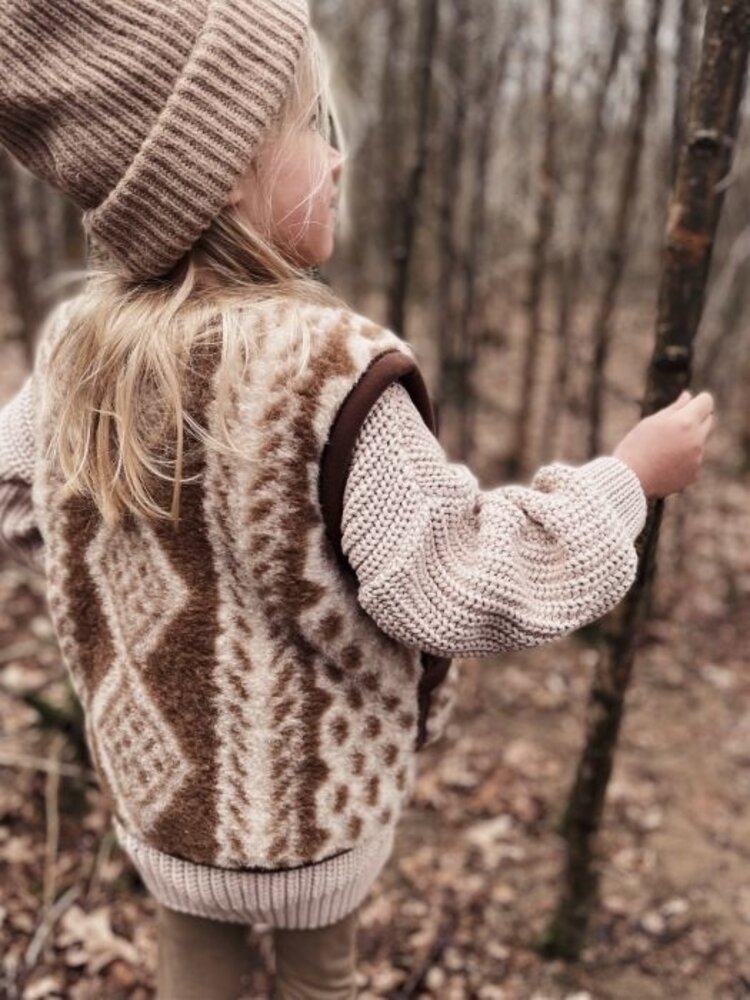 Alwero Alwero | Bodywarmer aran limited edition bruin/beige