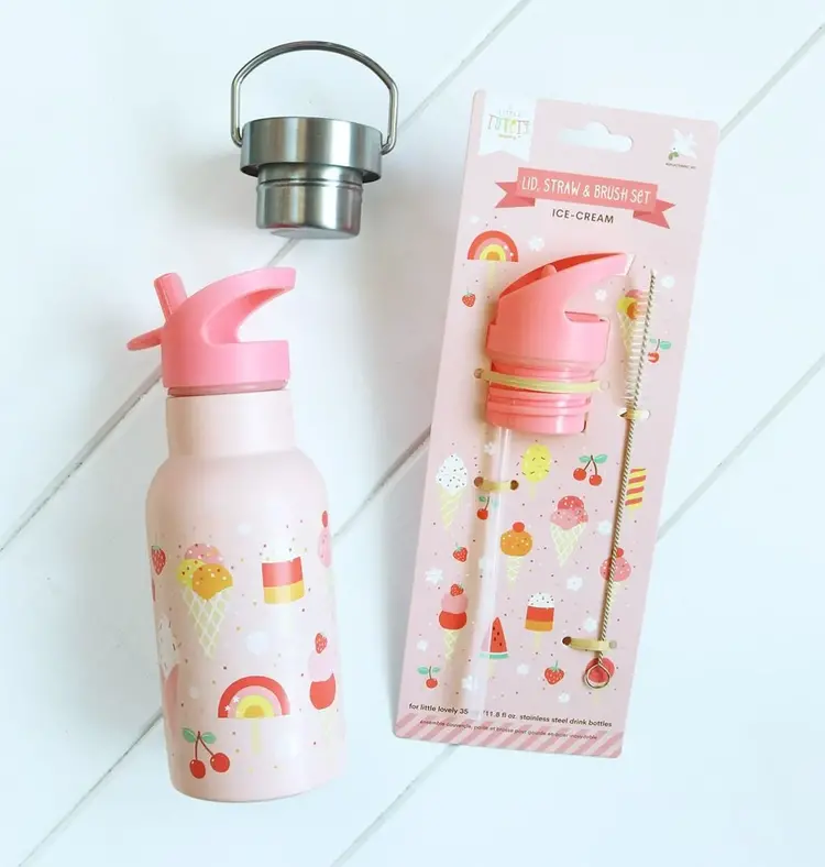 Little Lovely Company Little Lovely Company | Dop, rietje en borstel set | Ijsjes