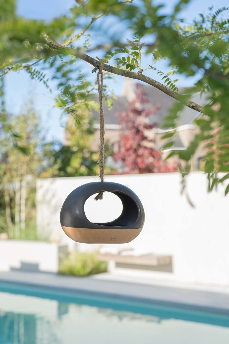 Zusss Zusss | Keramieken vogeldrinkbak antracietgrijs/zand