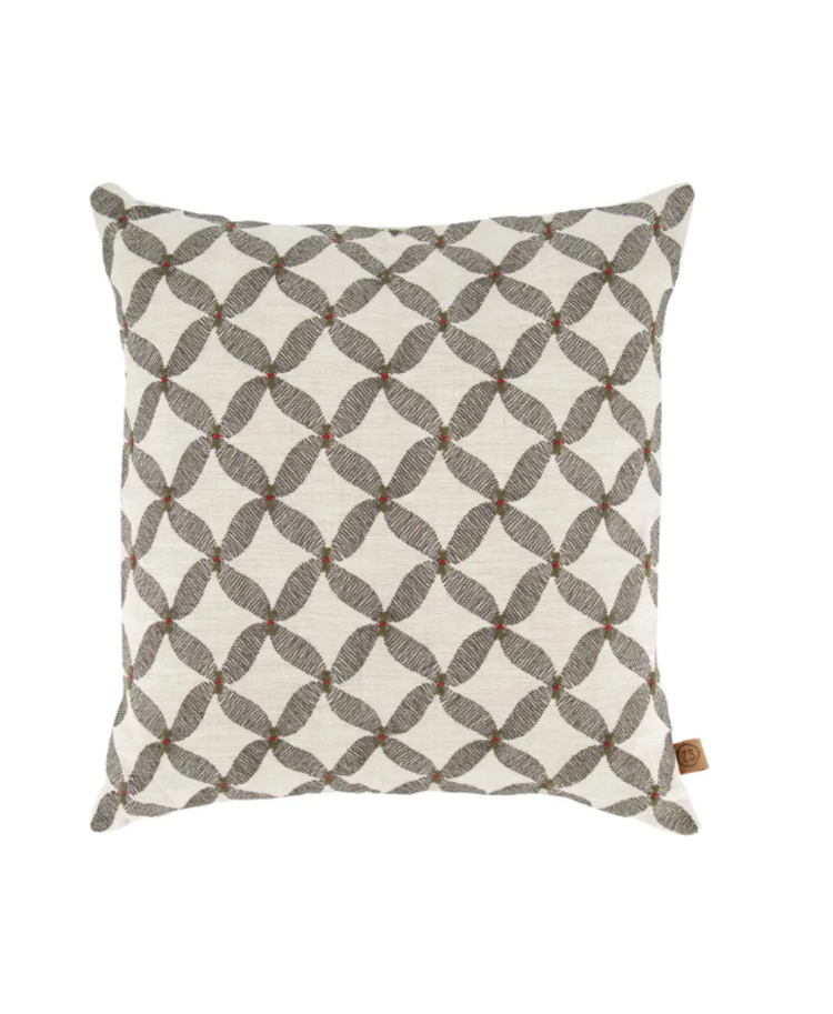 Zusss Zusss | Kussen grafisch gewoven patroon 45x45cm zand/antracietgrijs