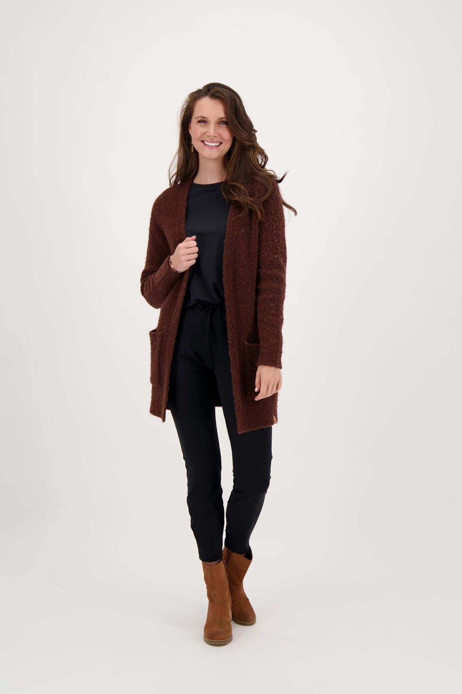 Zusss Gebreid vest chocoladebruin CozyKidz