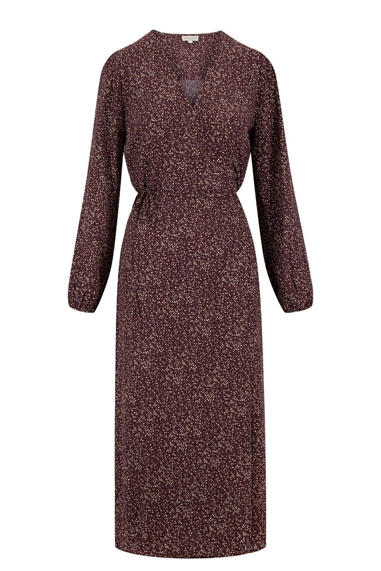 Zusss Zusss | Wikkeljurk met print chocoladebruin