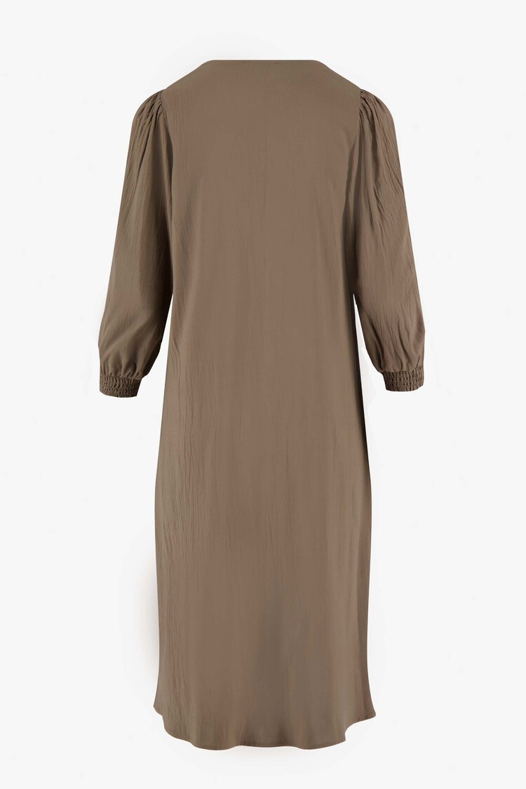 Zusss Zusss | Jurk met pofmouwen leem