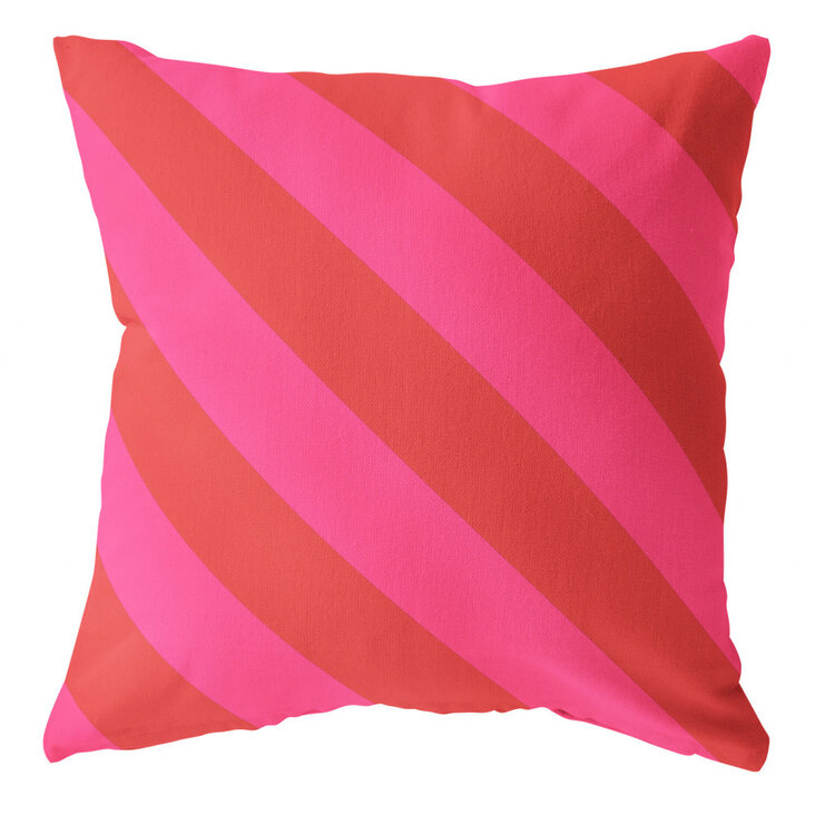 Label-R | Buitenkussen strepen rood roze 60x40