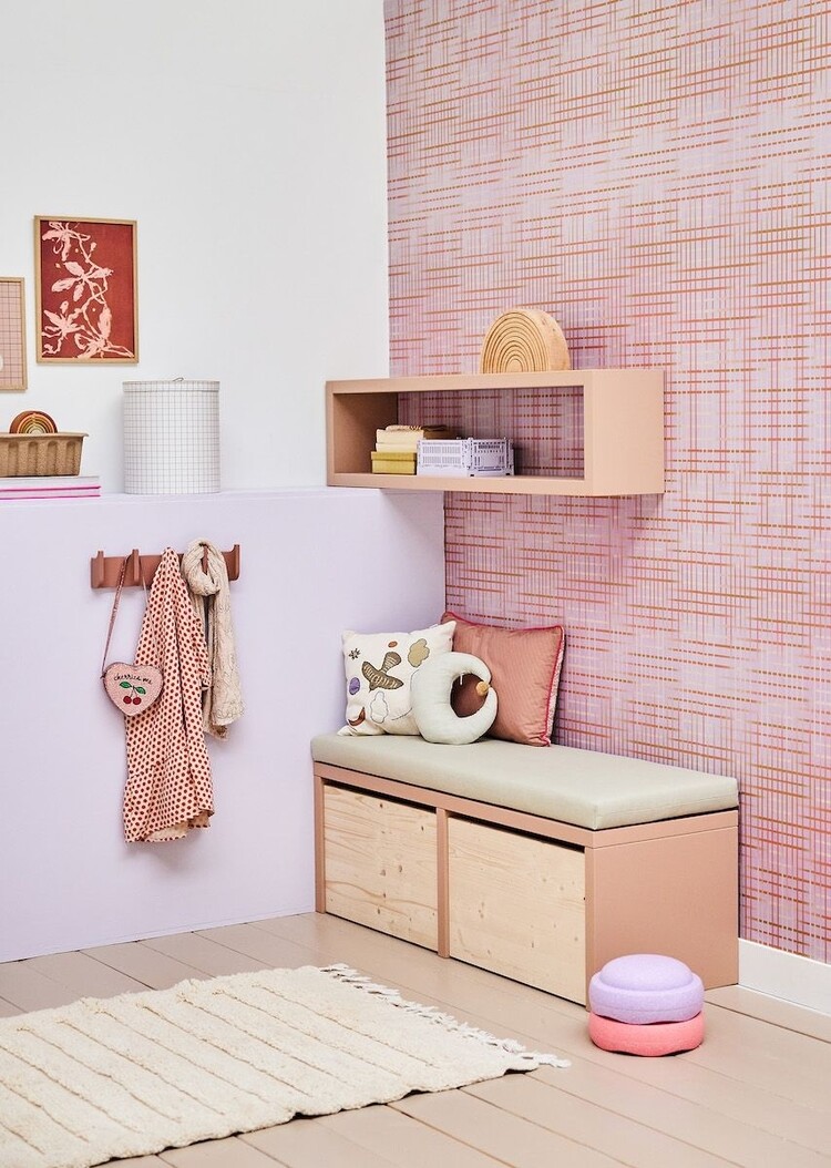 Bibelotte Bibelotte | Behang Grid roze