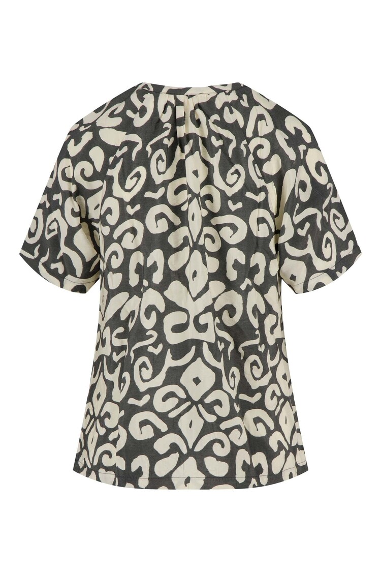 Zusss Zusss | Top ornament print antracietgrijs/zand