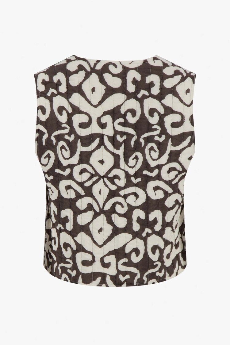 Zusss Zusss | Gilet ornament print antracietgrijs/zand