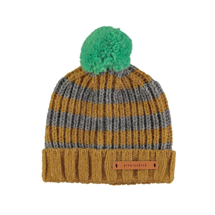 Piupiuchick Piupiuchick | Gebreide muts camel grijs gestreept