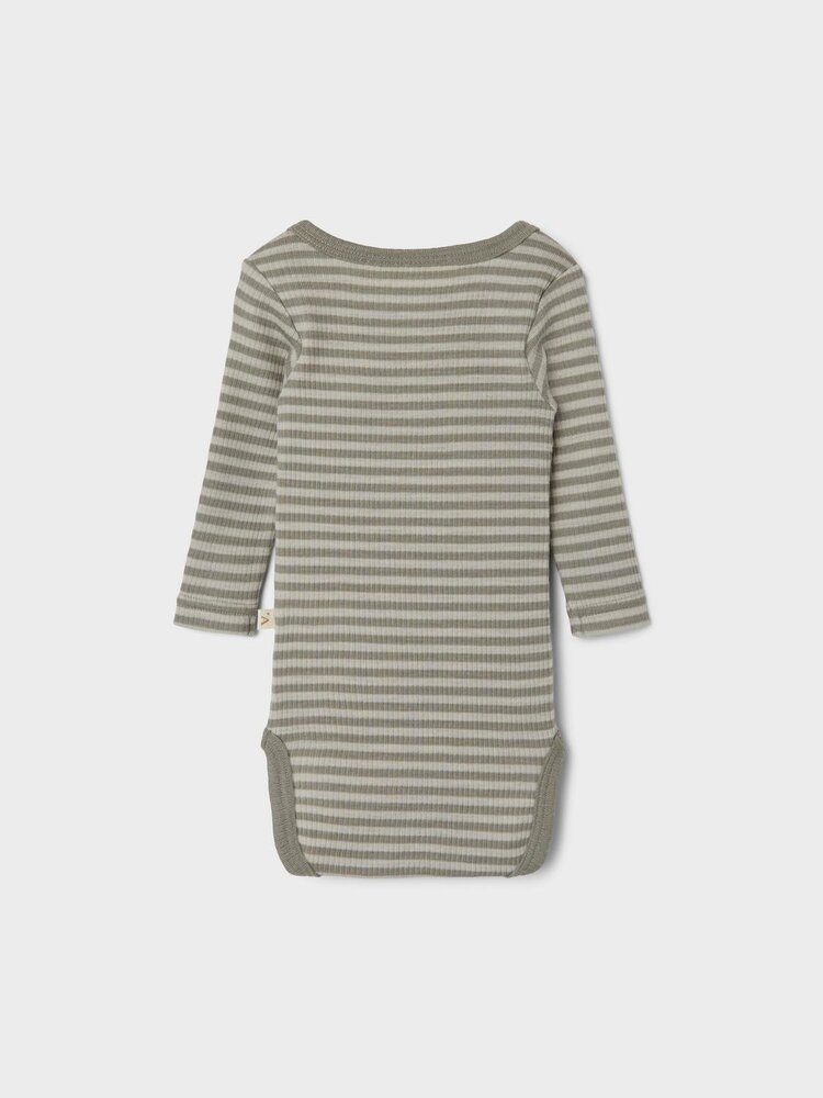 Lil Atelier Lil Atelier | Wollen romper Fable Fio groen/grijs