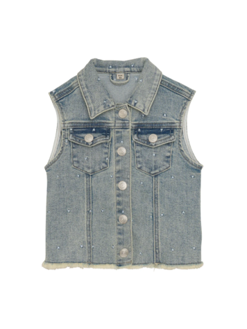 Daily7 Daily7 | Gilet denim geborduurde hartjes