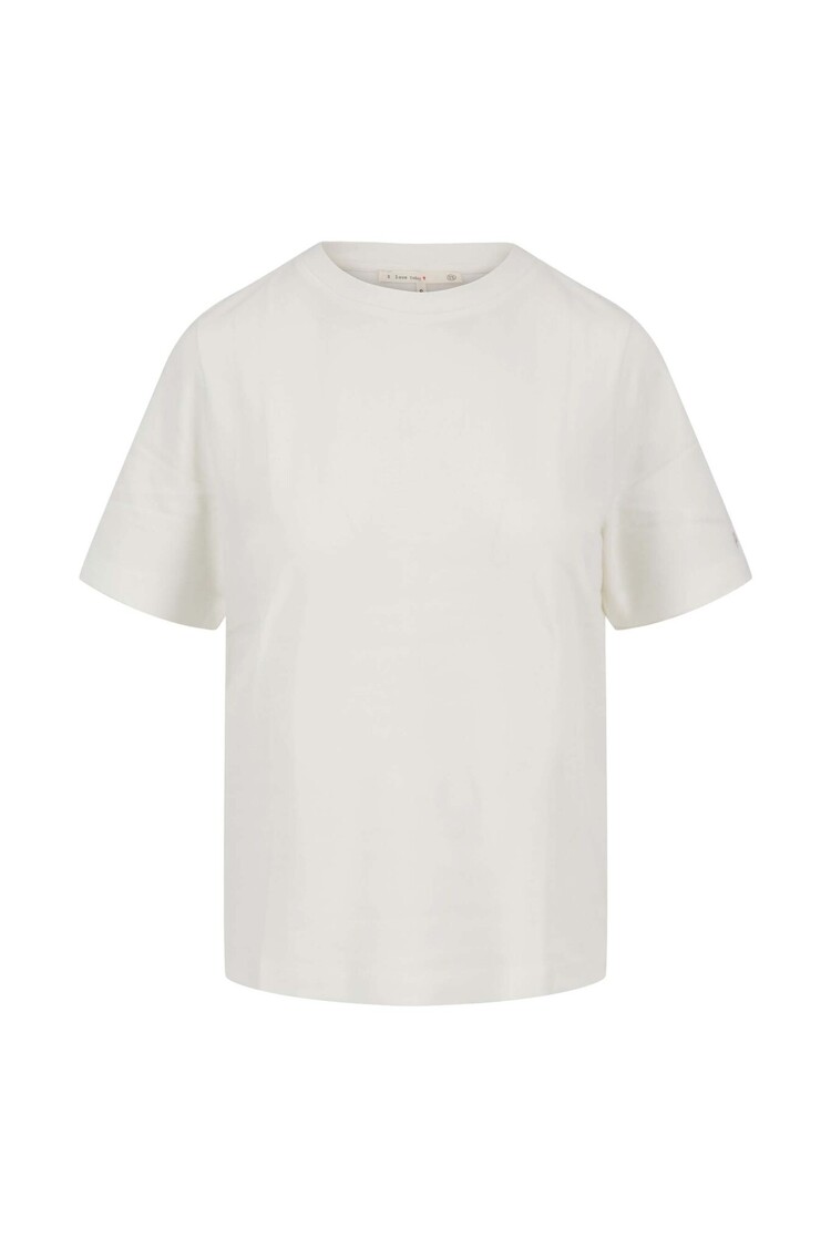 Zusss Zusss | T-shirt met borduur mouw off white