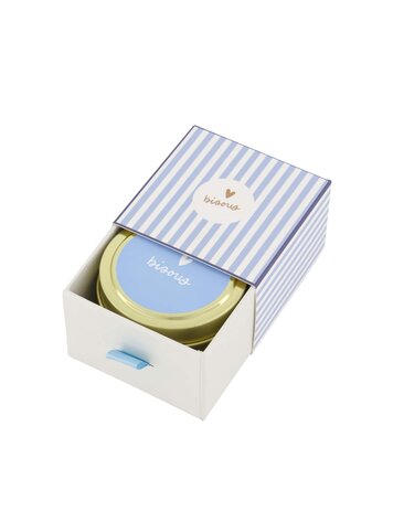 Zusss Zusss | Geurkaars schuifdoosje bisous blauw wit