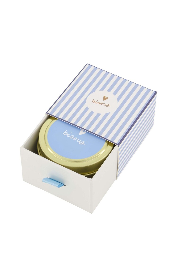 Zusss Zusss | Geurkaars schuifdoosje bisous blauw wit