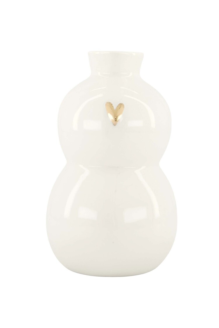 Zusss Zusss | Vaasje keramiek hartje M wit/goud