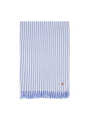 Zusss Zusss | Sjaal met streep en borduur wit/donkerblauw