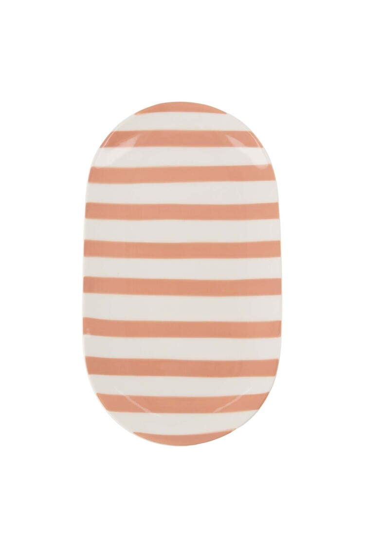 Zusss Zusss | Serveerschaal streep roze 20x11,5cm