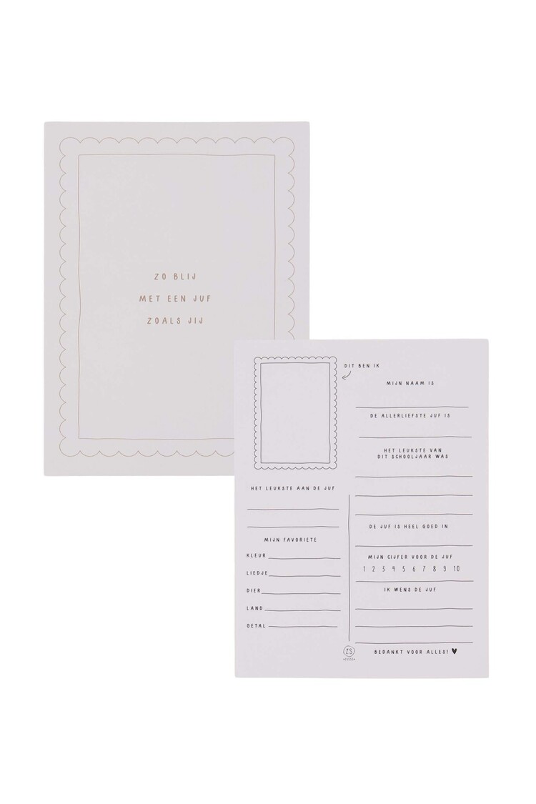 Zusss Zusss | Ansichtkaart juf wit