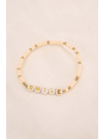 Zusss Zusss | Kralenarmband smile offwhite