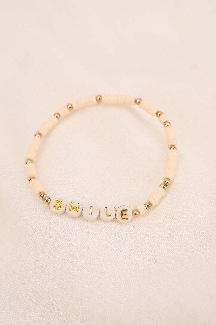 Zusss Zusss | Kralenarmband smile offwhite