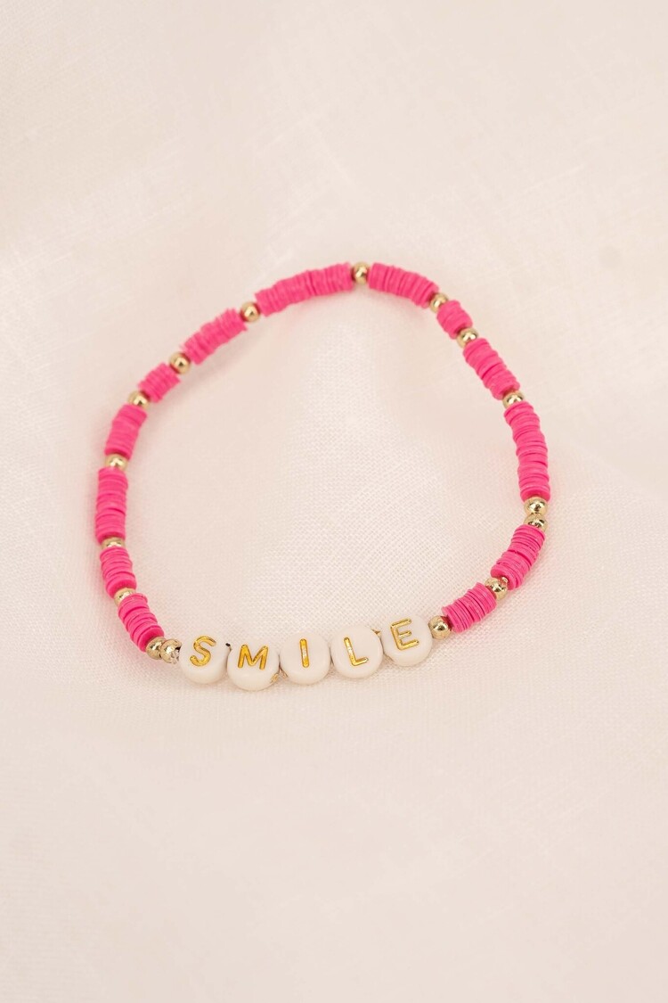 Zusss Zusss | Kralenarmband smile felroze