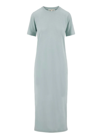 Zusss Zusss | T-shirt jurk met split vergrijsd blauw