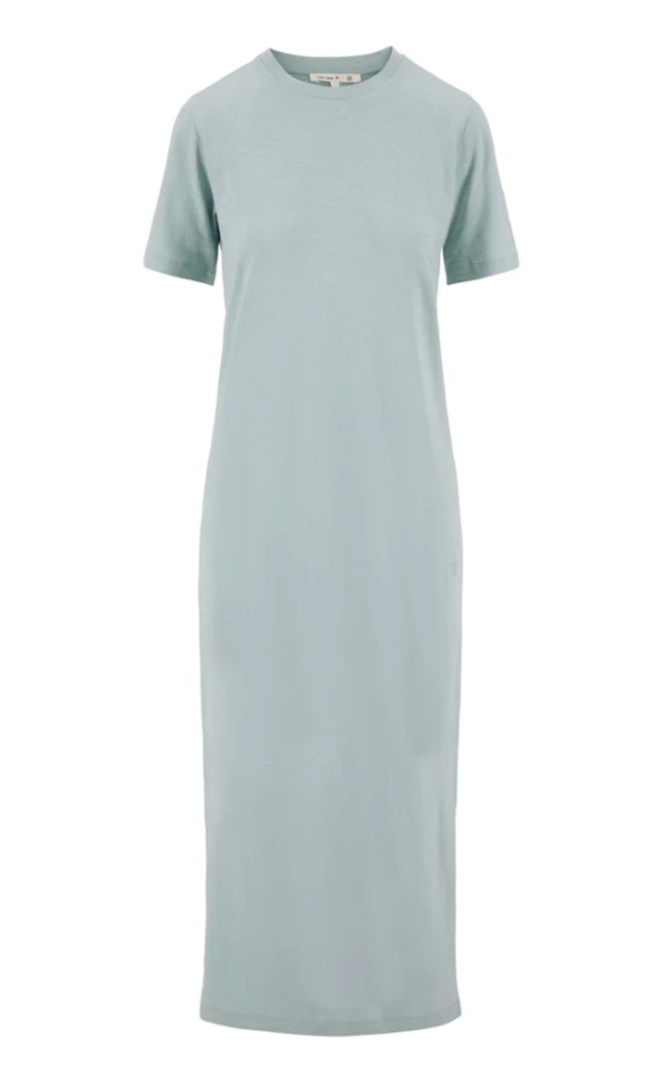 Zusss Zusss | T-shirt jurk met split vergrijsd blauw