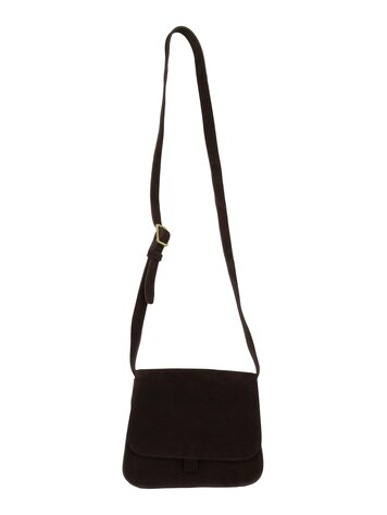 Zusss Zusss | Schoudertasje suede chocoladebruin
