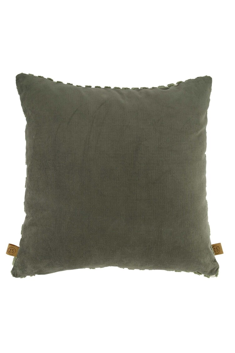 Zusss Zusss | Kussen corduroy/velvet grafisch 45x45cm offwhite/groen