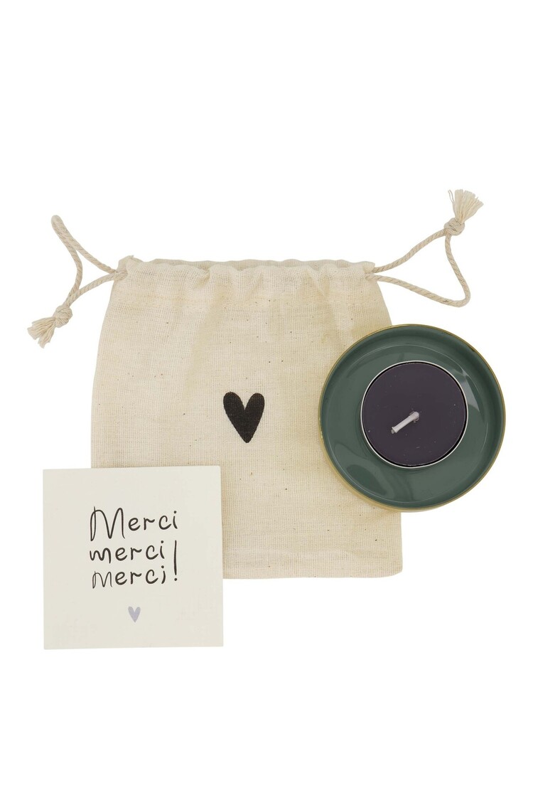 Zusss Zusss | Waxinelichthouder metaal in zakje grijsblauw