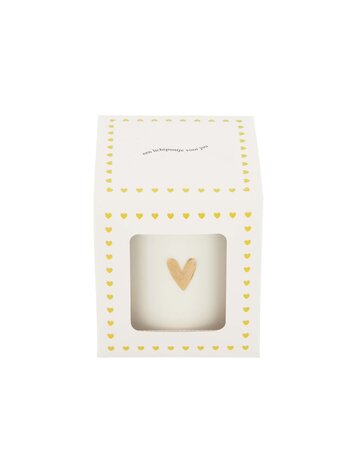 Zusss Zusss | Geurkaars keramiek in doosje een lichtpuntje hart wit/goud