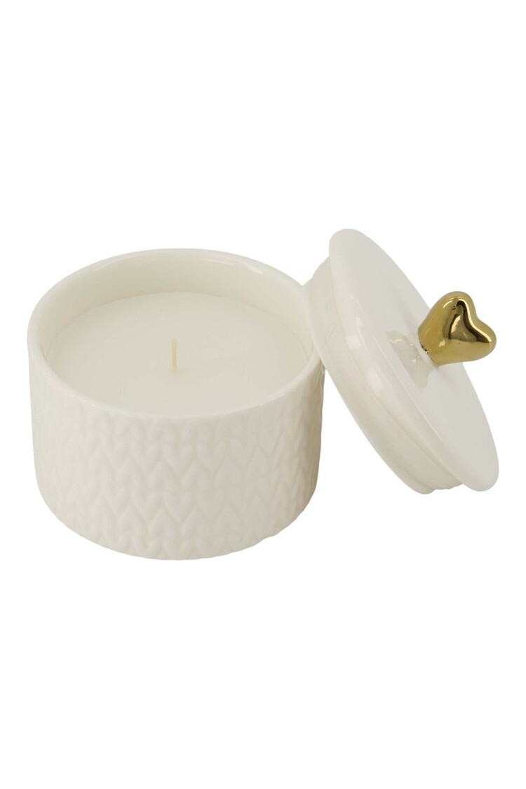 Zusss Zusss | Geurkaars keramiek met deksel hartje S wit/goud