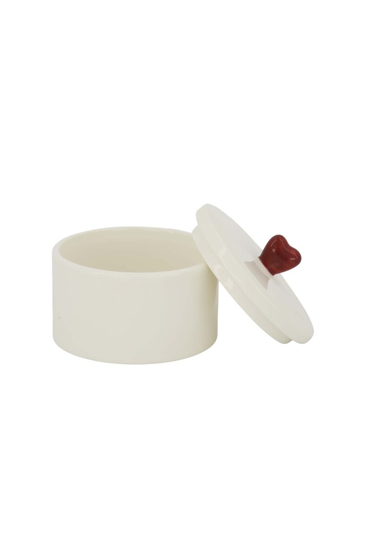 Zusss Zusss | Bewaarpot keramiek hartje wit/rood