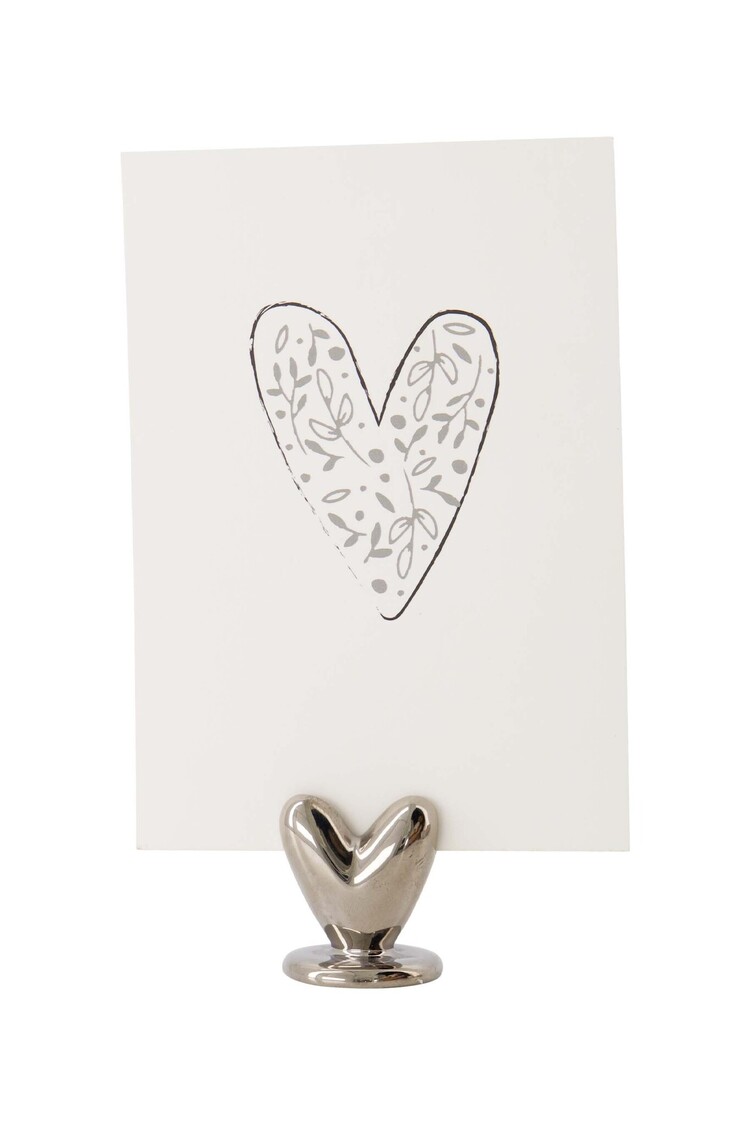 Zusss Zusss | Kaartenstandaard keramiek hartje zilver