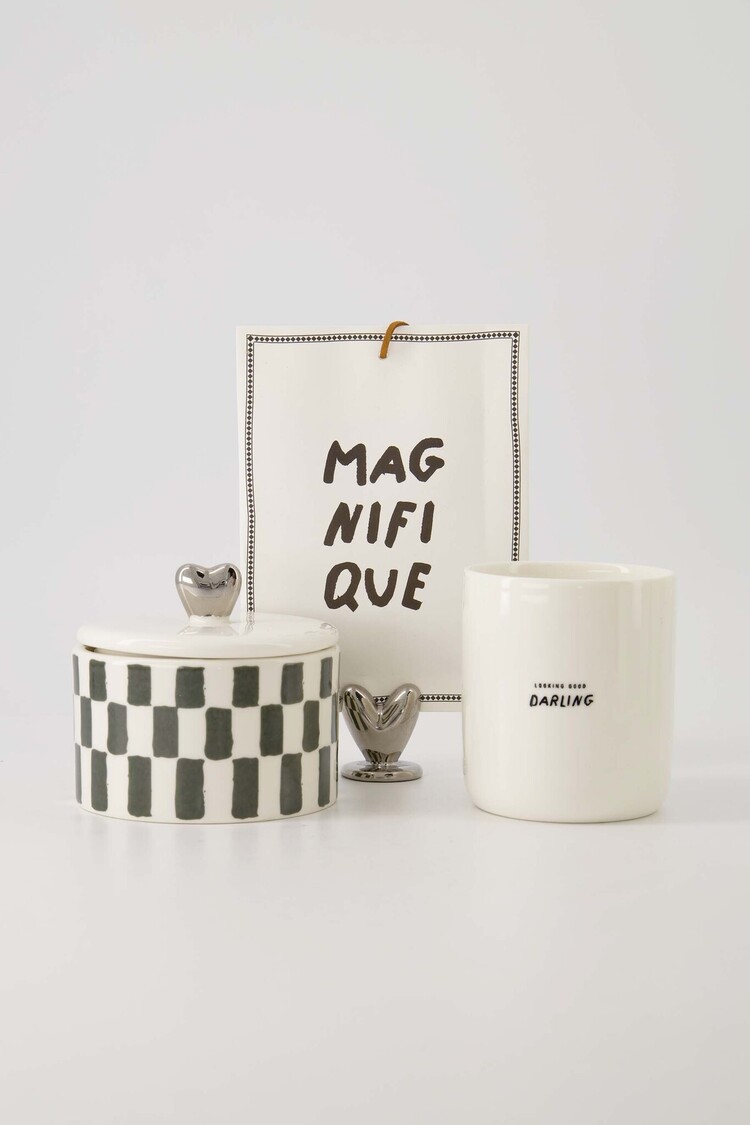 Zusss Zusss | Kaartenstandaard keramiek hartje zilver