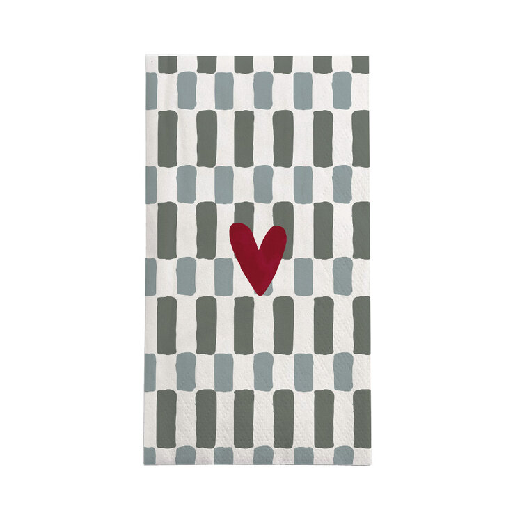 Zusss Zusss | Servetten rechthoek hartje grijs/blauw