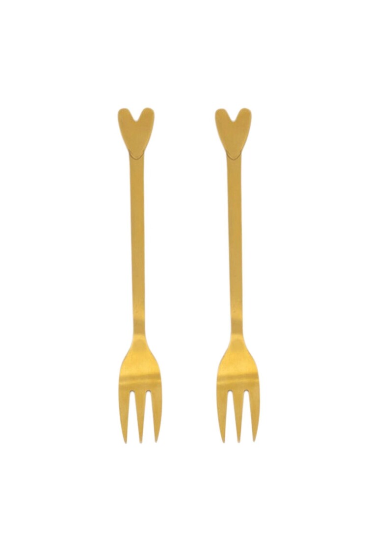 Zusss Zusss | Set van 2 vorkjes hartje goud