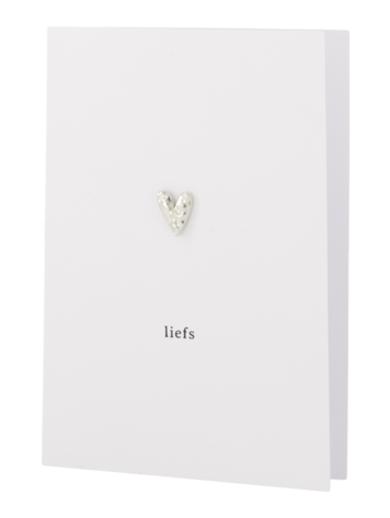Zusss Zusss | Wenskaart liefs hartje zilver broche wit