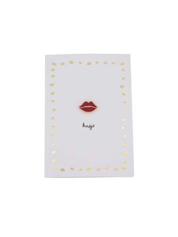 Zusss Zusss | Wenskaart kusje rood broche wit