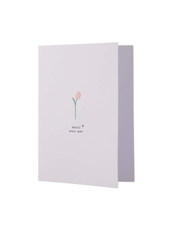 Zusss Zusss | Wenskaart merci mon ami wit/zalm