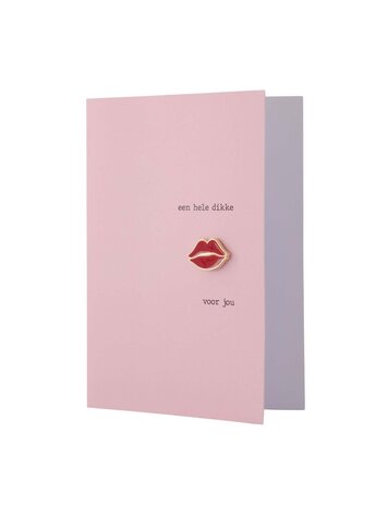 Zusss Zusss | Wenskaart kusje broche roze/rood
