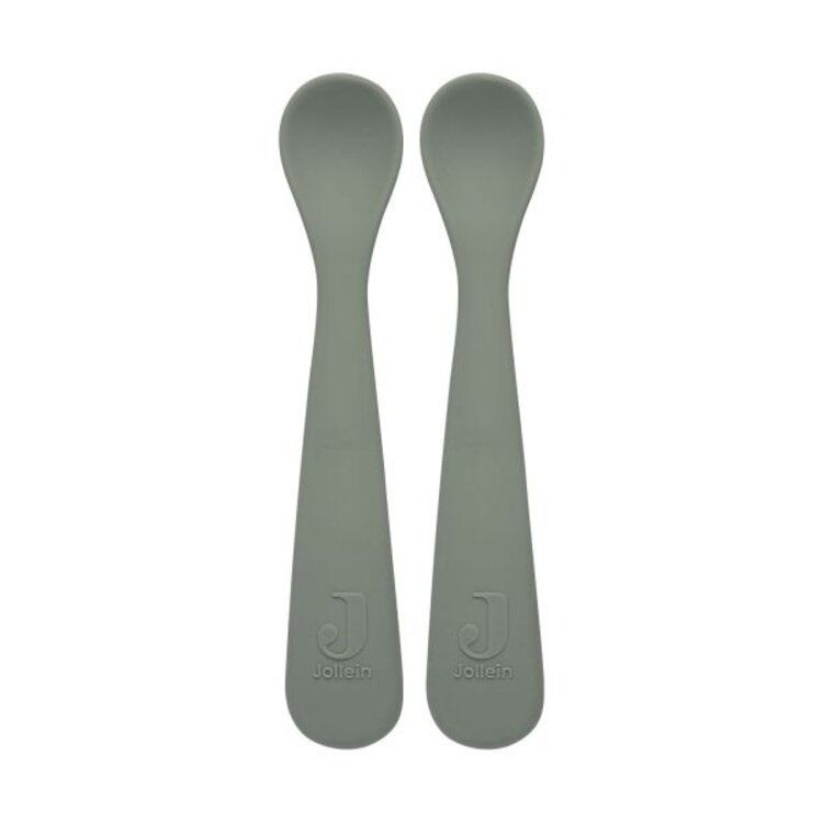 Jollein Jollein | Siliconen lepeltjes ash green 2stuks