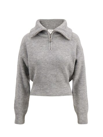 Zusss Zusss | Trui met rits middengrijs