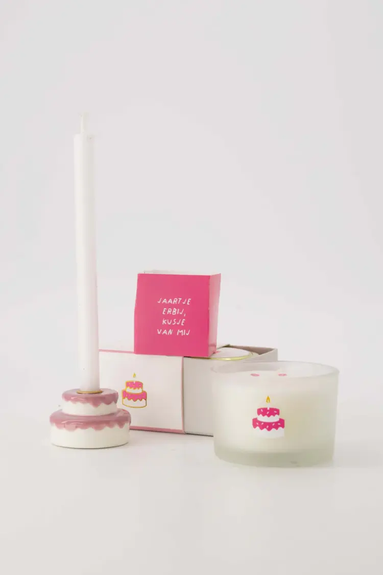 Zusss Zusss | Kandelaar keramiek taart wit/roze