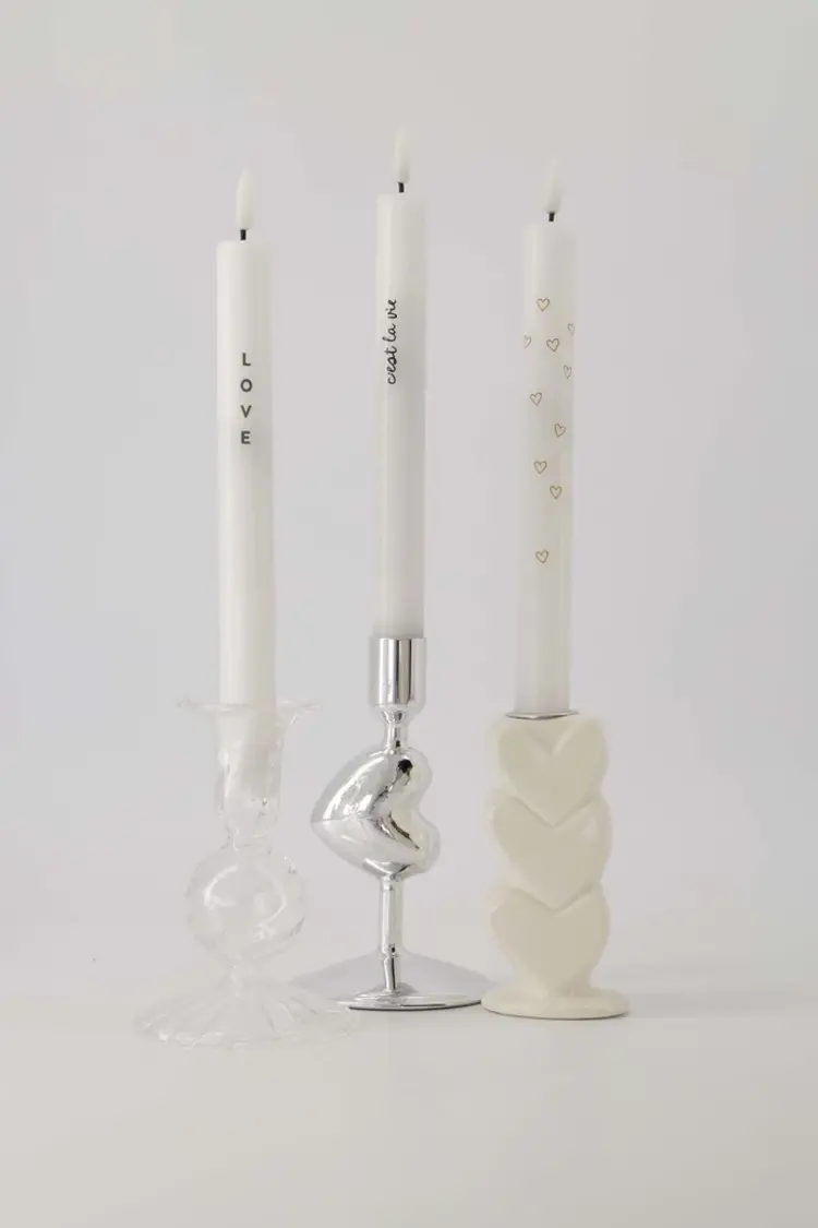 Zusss Zusss | Kandelaar keramiek hartjes wit