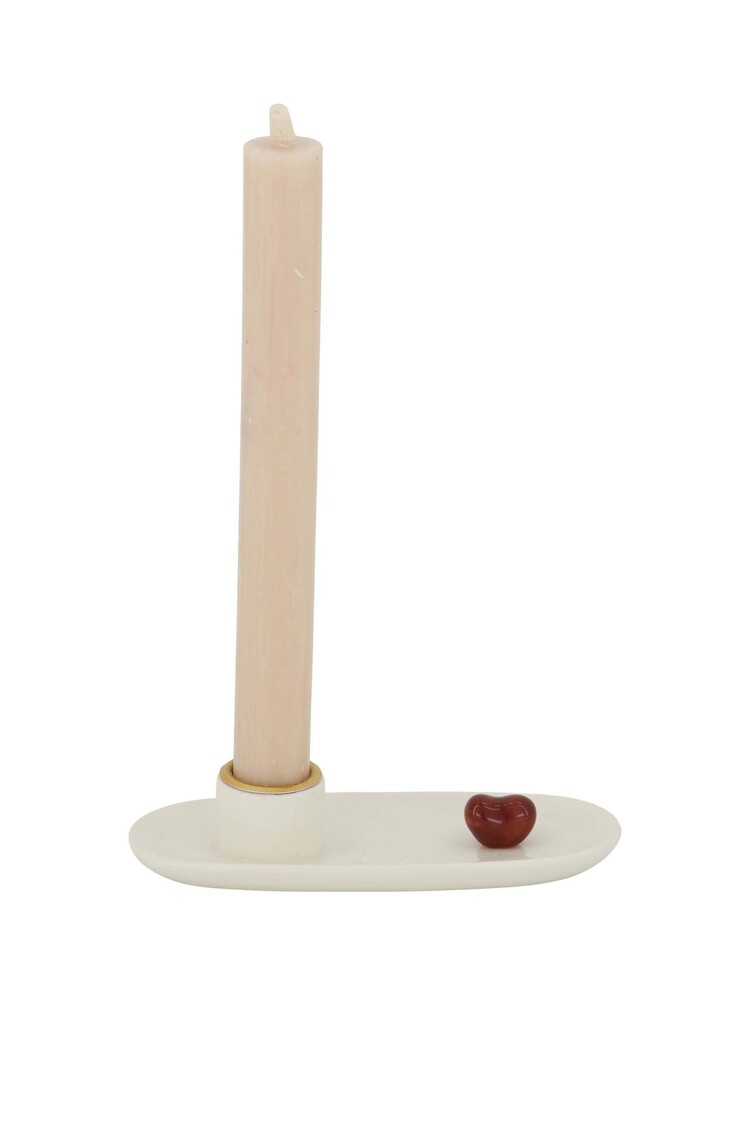Zusss Zusss | Kandelaar keramiek hartje wit/rood