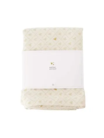 Zusss Zusss | Tafelloper lang hartjes zand/goud 300x49cm