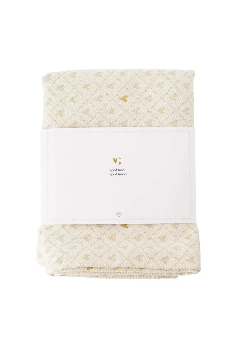 Zusss Zusss | Tafelloper lang hartjes zand/goud 300x49cm