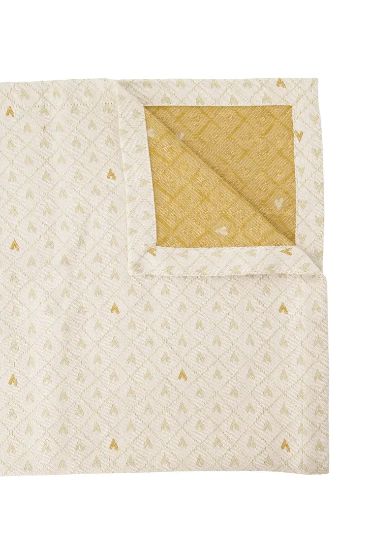 Zusss Zusss | Tafelloper lang hartjes zand/goud 300x49cm