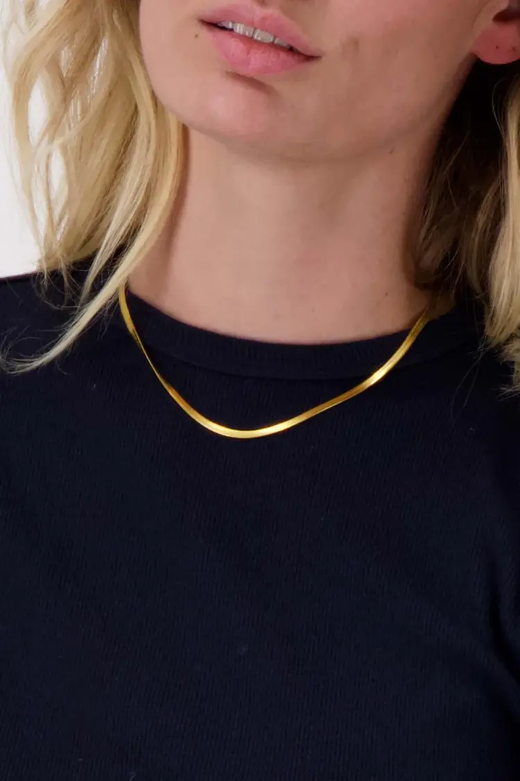 Zusss Zusss | Platte ketting met visgraatstructuur goud