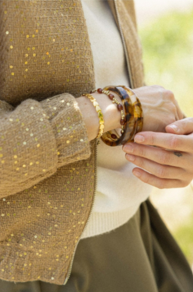 Zusss Zusss | Armbanden resin set van 2 beige - Copy